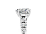 White gold Heart Cut Moissanite Solitaire Ring with Cathedral Setting and Pavé Band_5