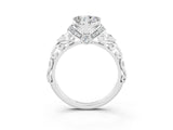 White gold Heart Cut Moissanite Solitaire Ring with Filigree Band and Four-Prong Setting_27