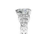 White gold Heart Cut Moissanite Solitaire Ring with Filigree Band and Four-Prong Setting_29