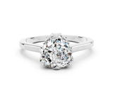 White gold Heart Cut Moissanite Solitaire Ring with Flower Prong Setting and Classic Band_13