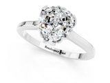 White gold Heart Cut Moissanite Solitaire Ring with Flower Prong Setting and Classic Band_14