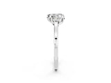 White gold Heart Cut Moissanite Solitaire Ring with Flower Prong Setting and Classic Band_15