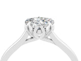White gold Heart Cut Moissanite Solitaire Ring with Flower Prong Setting and Classic Band_16
