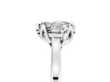 White gold Heart Cut Moissanite Solitaire Ring with Flower Prong Setting and Classic Band_17