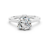 White gold Heart Cut Moissanite Solitaire Ring with Flower Prong Setting and Classic Band_24