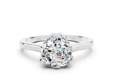 White gold Heart Cut Moissanite Solitaire Ring with Flower Prong Setting and Classic Band_83