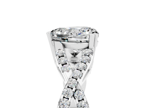 White gold Heart Cut Moissanite Solitaire Ring with Four-Prong Setting and Twisted Pavé Band_5
