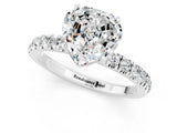 White gold Heart Cut Moissanite Solitaire Ring with Pavé Accents and Four-Prong Setting_1