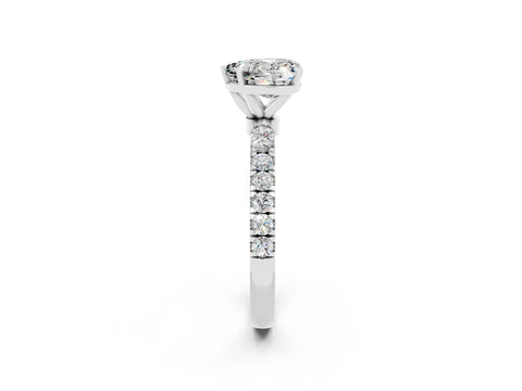 White gold Heart Cut Moissanite Solitaire Ring with Pavé Accents and Four-Prong Setting_2