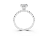 White gold Heart Cut Moissanite Solitaire Ring with Pavé Accents and Four-Prong Setting_3