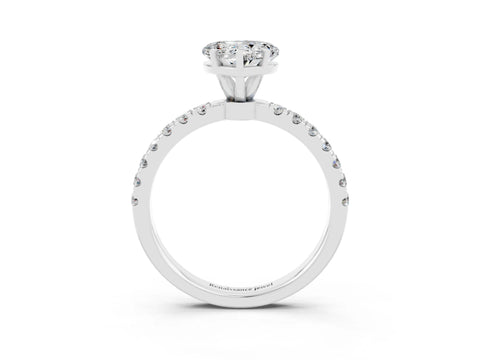White gold Heart Cut Moissanite Solitaire Ring with Pavé Accents and Four-Prong Setting_3