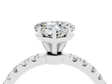 White gold Heart Cut Moissanite Solitaire Ring with Pavé Accents and Four-Prong Setting_4