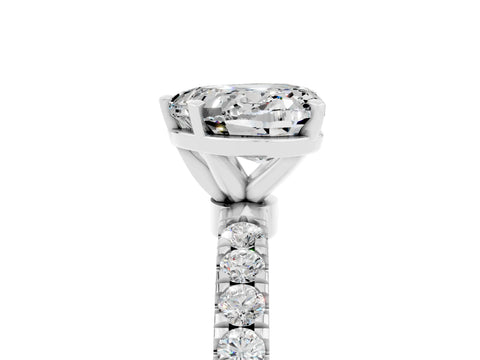 White gold Heart Cut Moissanite Solitaire Ring with Pavé Accents and Four-Prong Setting_5