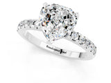 White gold Heart Cut Moissanite Solitaire Ring with Pavé Band and Four-Prong Setting_25