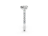 White gold Heart Cut Moissanite Solitaire Ring with Pavé Band and Four-Prong Setting_26