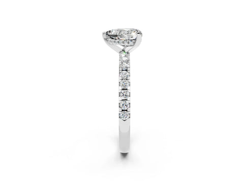 White gold Heart Cut Moissanite Solitaire Ring with Pavé Band and Four-Prong Setting_26