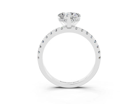 White gold Heart Cut Moissanite Solitaire Ring with Pavé Band and Four-Prong Setting_27