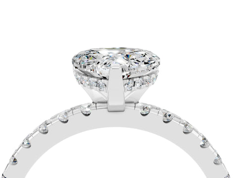 White gold Heart Cut Moissanite Solitaire Ring with Pavé Band and Four-Prong Setting_28