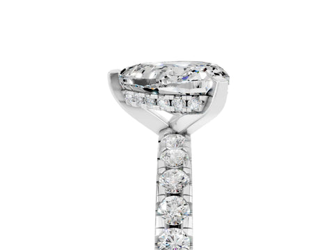 White gold Heart Cut Moissanite Solitaire Ring with Pavé Band and Four-Prong Setting_29