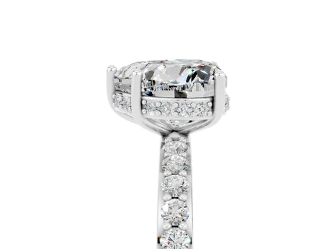 White gold Heart Cut Moissanite Solitaire Ring with Pavé Band and Hidden Halo_17