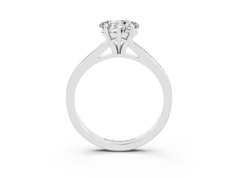 White gold Heart Cut Moissanite Solitaire Ring with Pavé Band and Prong Setting_3