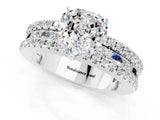 White gold Heart Cut Moissanite Solitaire Ring with Pavé and Channel Set Band_1
