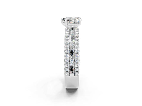 White gold Heart Cut Moissanite Solitaire Ring with Pavé and Channel Set Band_2