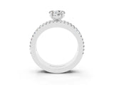 White gold Heart Cut Moissanite Solitaire Ring with Pavé and Channel Set Band_3