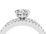 White gold Heart Cut Moissanite Solitaire Ring with Pavé and Channel Set Band_4