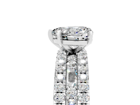 White gold Heart Cut Moissanite Solitaire Ring with Pavé and Channel Set Band_5