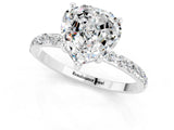 White gold Heart Cut Moissanite Solitaire Ring with Pave Band and Four Prong Setting_25