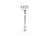 White gold Heart Cut Moissanite Solitaire Ring with Pave Band and Four Prong Setting_26