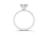 White gold Heart Cut Moissanite Solitaire Ring with Pave Band and Four Prong Setting_27