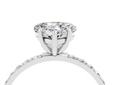 White gold Heart Cut Moissanite Solitaire Ring with Pave Band and Four Prong Setting_28