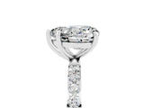 White gold Heart Cut Moissanite Solitaire Ring with Pave Band and Four Prong Setting_29