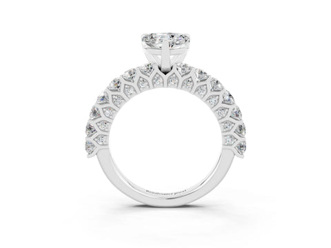 White gold Heart Cut Moissanite Solitaire Ring with Shared Prong Pavé Band and Four-Prong Setting_15