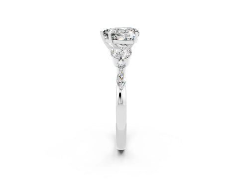 White gold Heart Cut Moissanite Solitaire Ring with Side Stones and Four-Prong Setting_14