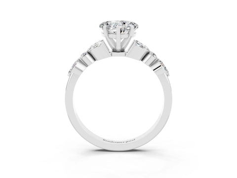 White gold Heart Cut Moissanite Solitaire Ring with Side Stones and Four-Prong Setting_15