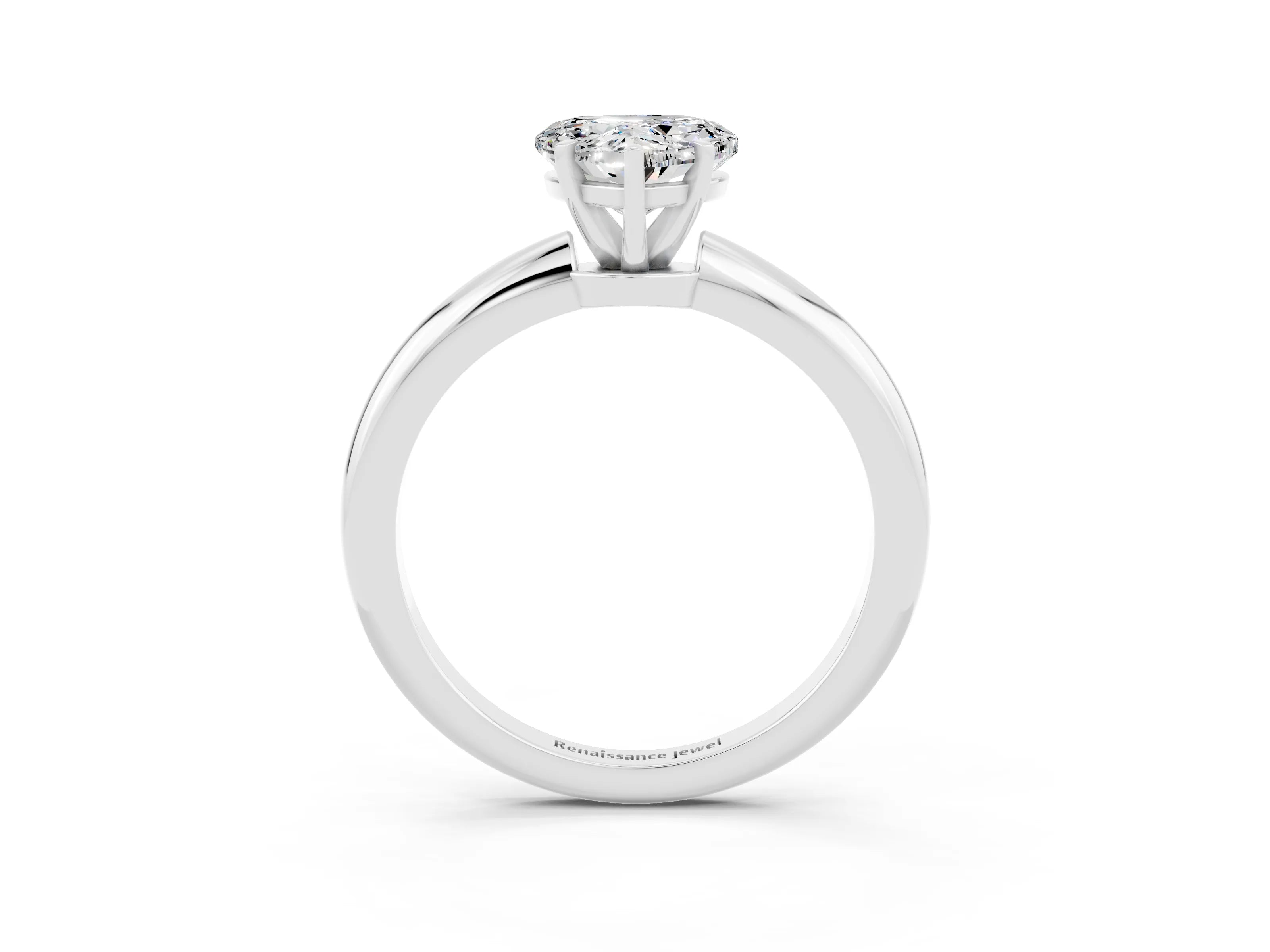 White gold Heart Cut Moissanite Solitaire Ring with Six-Prong Setting and Classic Band_15