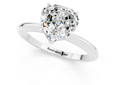 White gold Heart Cut Moissanite Solitaire Ring with Six-Prong Setting and Classic Band_1