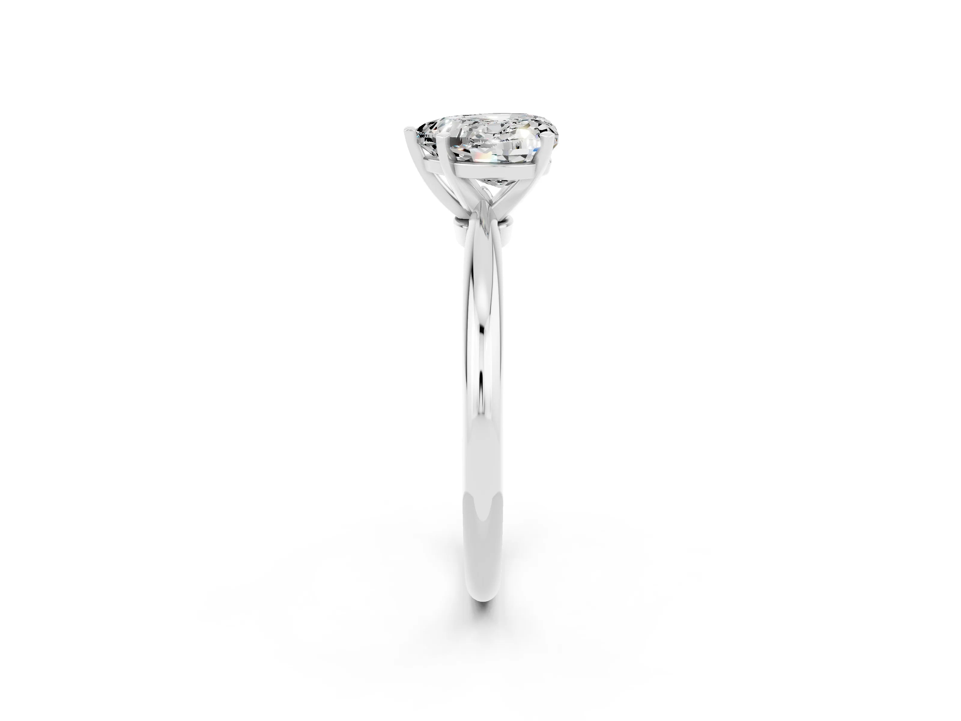 White gold Heart Cut Moissanite Solitaire Ring with Six-Prong Setting and Classic Band_2