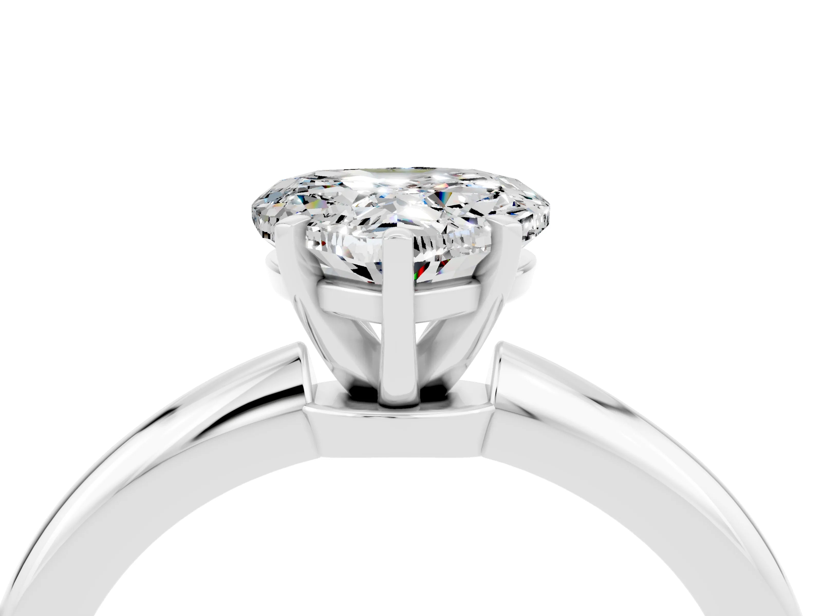 White gold Heart Cut Moissanite Solitaire Ring with Six-Prong Setting and Classic Band_4