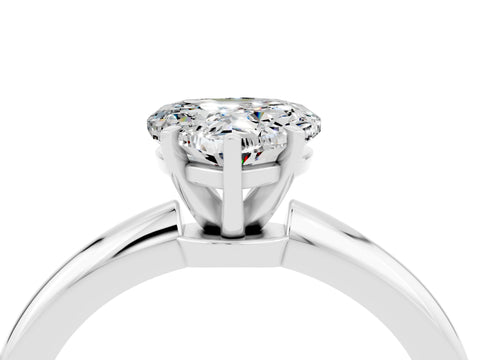 White gold Heart Cut Moissanite Solitaire Ring with Six-Prong Setting and Classic Band_4