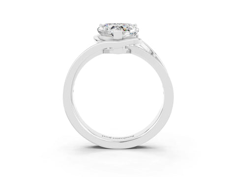 White gold Heart Cut Moissanite Solitaire Ring with Split Shank and Prong Setting_3