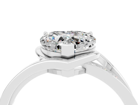 White gold Heart Cut Moissanite Solitaire Ring with Split Shank and Prong Setting_4