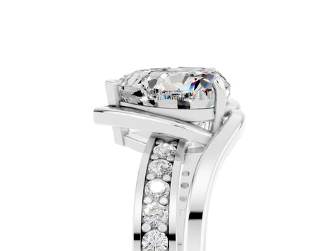 White gold Heart Cut Moissanite Solitaire Ring with Split Shank and Prong Setting_5