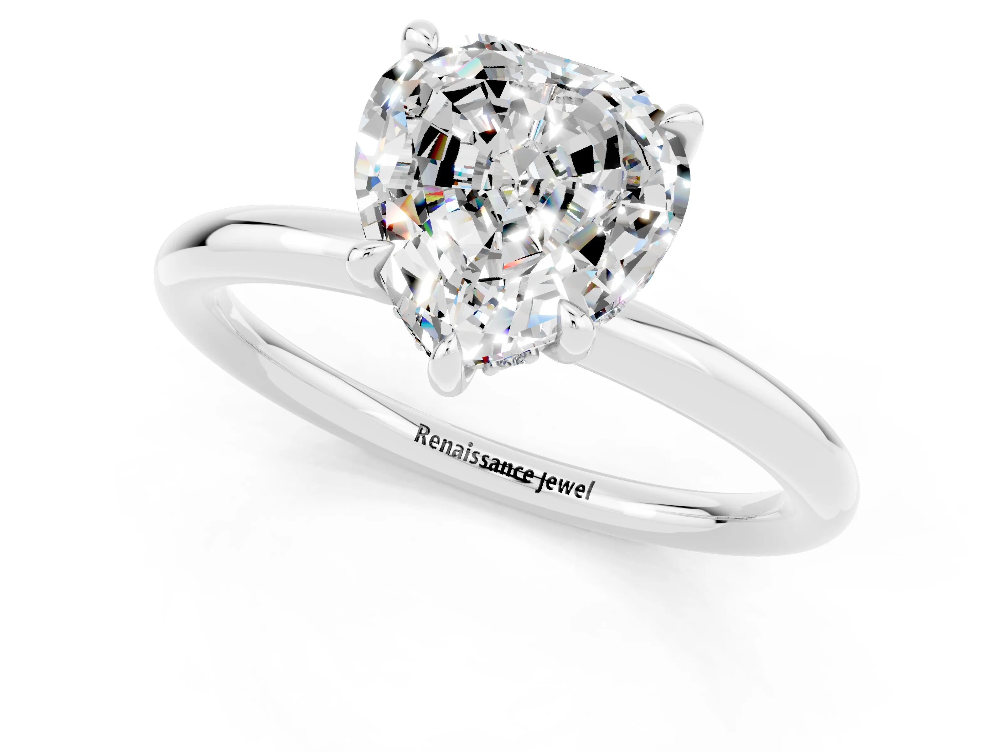 White gold Heart Cut Moissanite Solitaire Ring with Thin Band and Four-Prong Setting_1