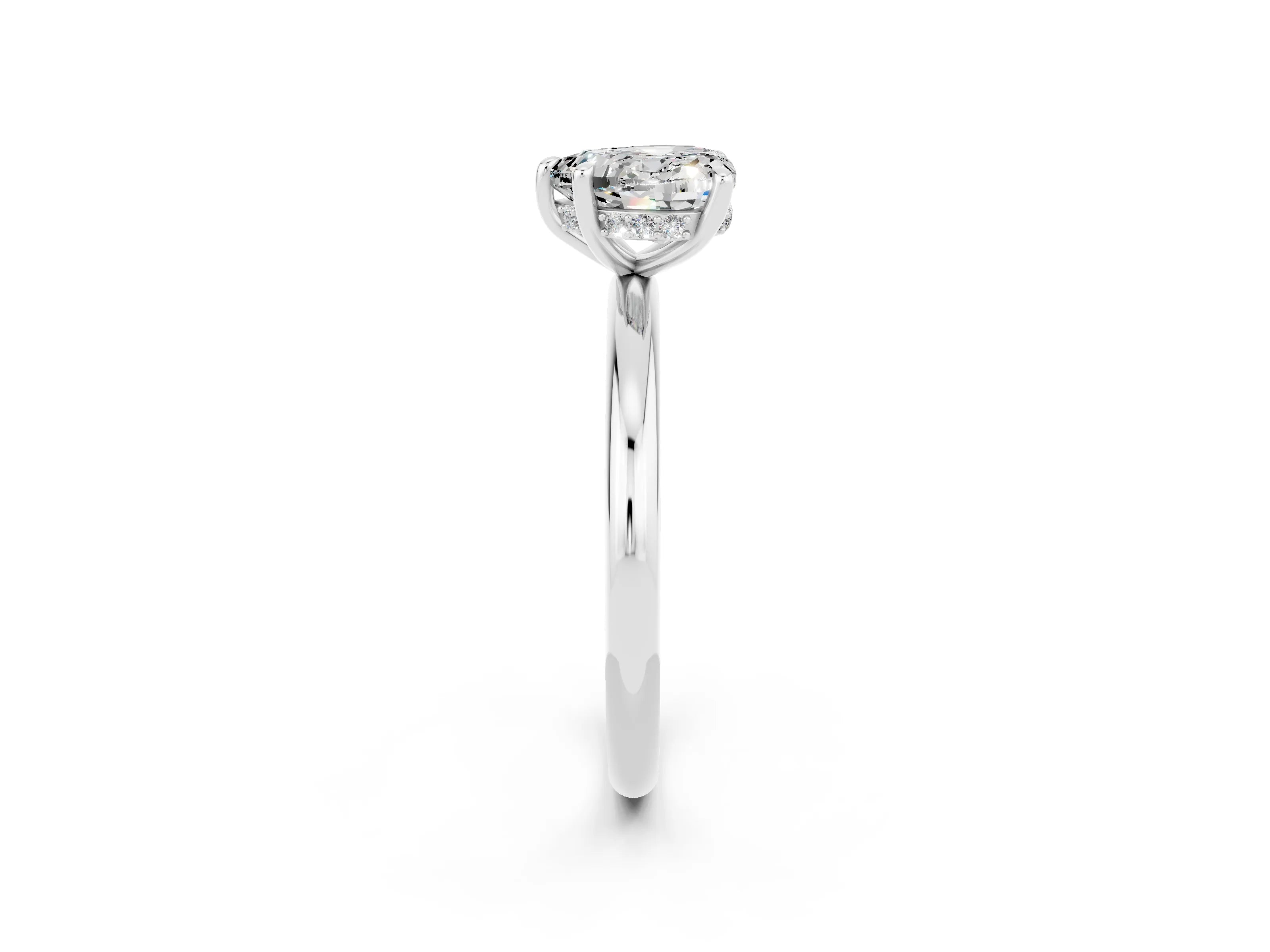 White gold Heart Cut Moissanite Solitaire Ring with Thin Band and Four-Prong Setting_2
