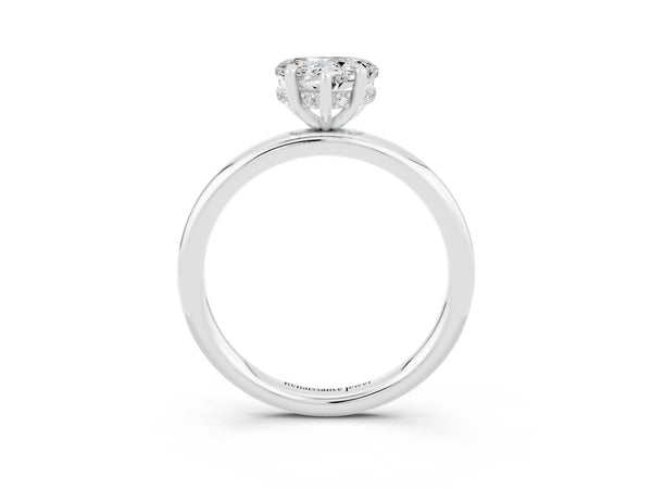 Silver Heart Cut Moissanite Solitaire Ring with Thin Band and Four-Prong Setting