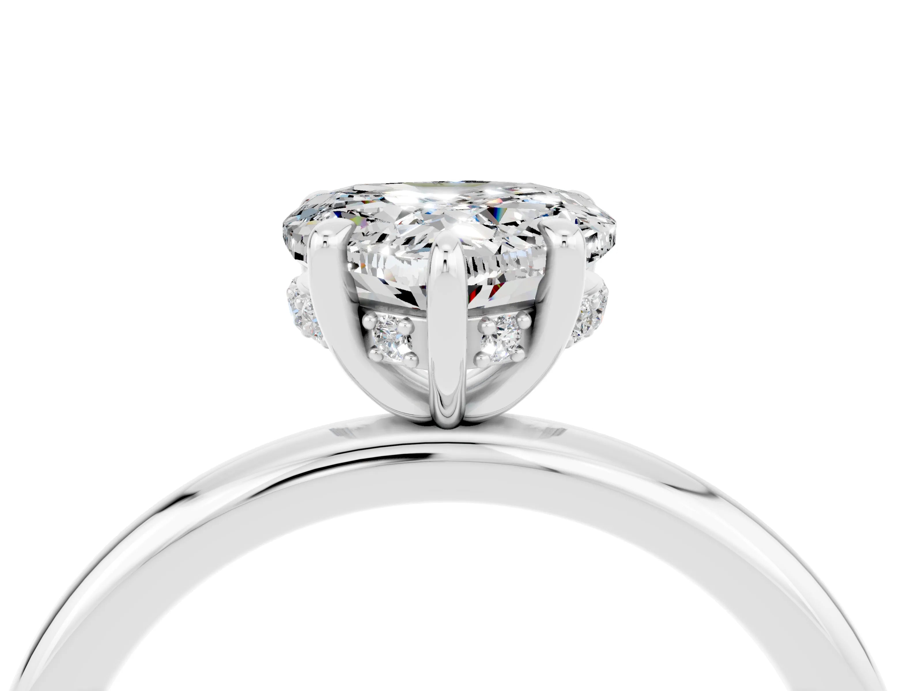 White gold Heart Cut Moissanite Solitaire Ring with Thin Band and Four-Prong Setting_4